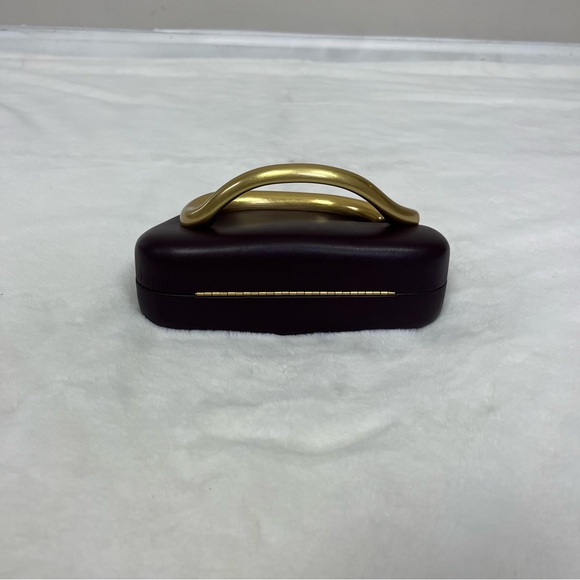 ZARA GOLD CLOSURE BOX CLUTCH IN BURGUNDY - Picture 14 of 16